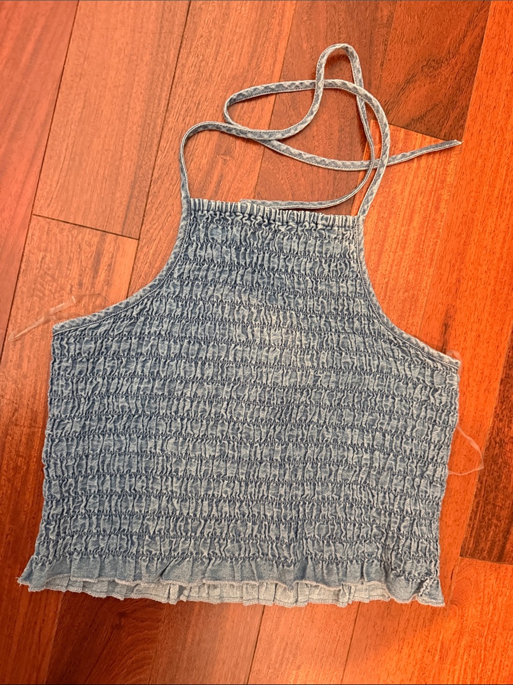 American Eagle Outfitters Light Blue Smocked Halter Cami
